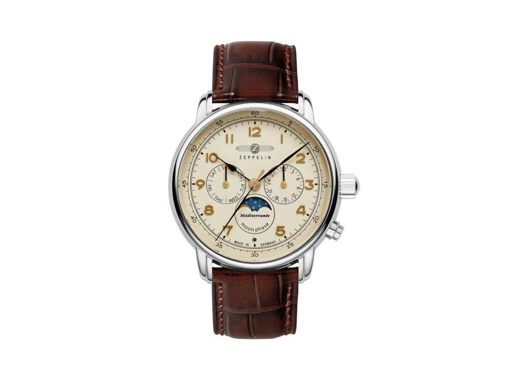 Zeppelin Méditerranée Quartz Uhr, Beige, 40 mm, Tag und Datum, 9636-5