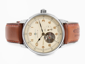 Zeppelin Méditerranée Automatik Uhr with Open Heart, Beige, 40 mm, 9666-5