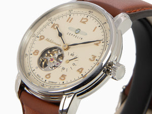 Zeppelin Méditerranée Automatik Uhr with Open Heart, Beige, 40 mm, 9666-5