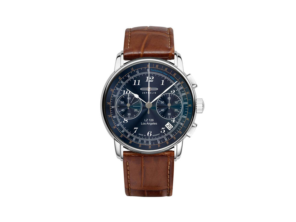 Zeppelin LZ126 Los Angeles Quartz Uhr, Blau, 42 mm, Chronograph, 7614-3