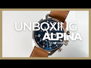 Alpina Startimer Pilot Chronograph Big Date Quartz Uhr, AL-372, Blau, Lederband