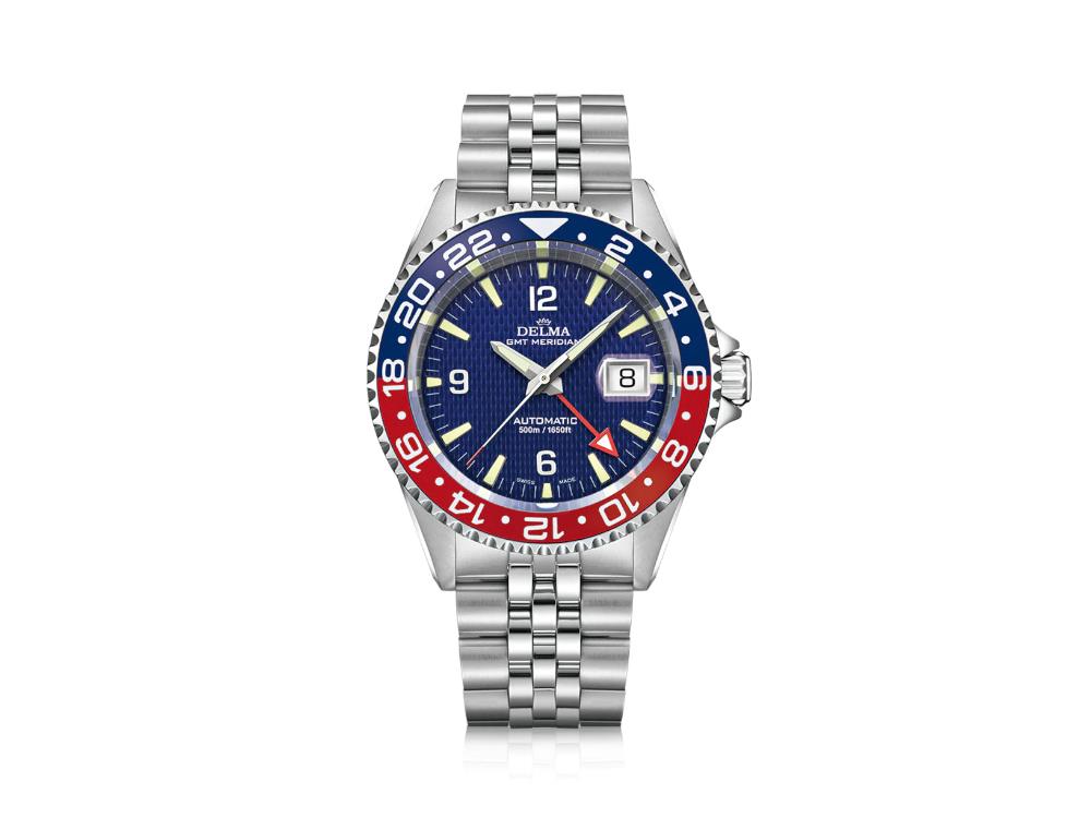 Meridian 41702.75 Sell 43 Automatik DE GMT Delma Uhr, - Diver Santiago Blau, Iguana mm,