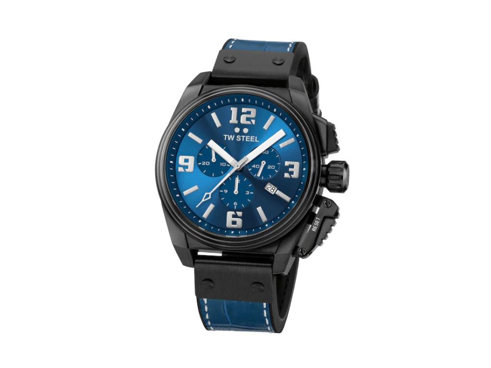 TW Steel Canteen Quartz Uhr, Blau, 46 mm, Lederband, 10 atm, TW1016