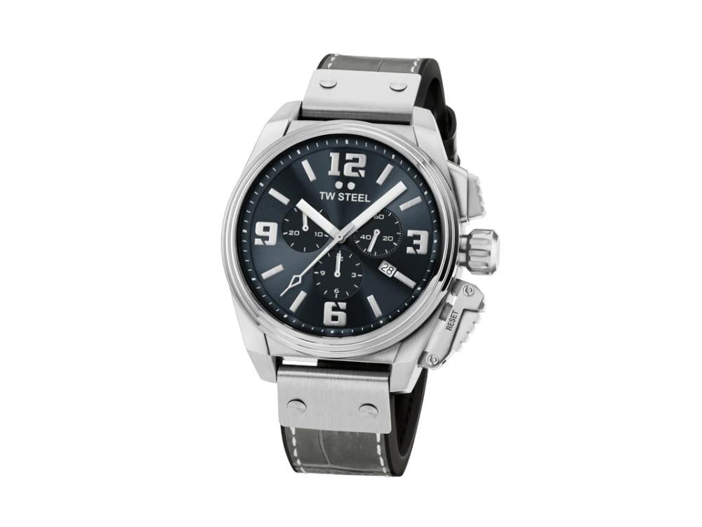 TW Steel Canteen Quartz Uhr, Grau, 46 mm, Lederband, 10 atm, TW1013