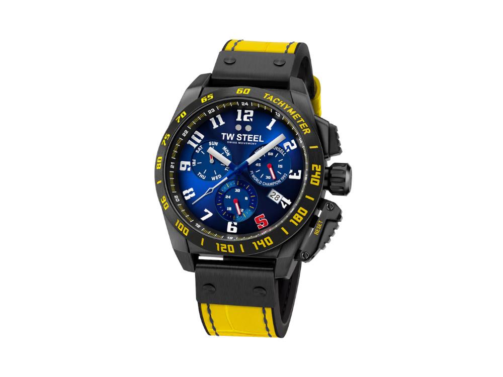 TW Steel Fast Lane Quartz Uhr, Blau, 46 mm, Lederband, Lt. Edition, TW1017