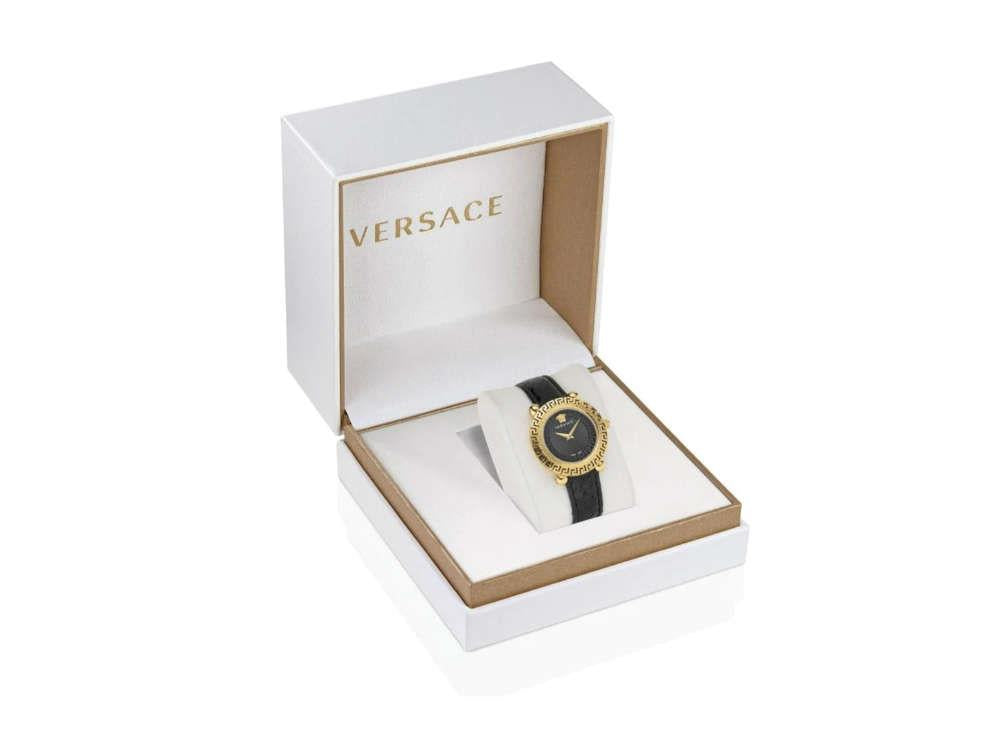 Versace Greca Twist Quartz Uhr, PVD Gold, Schwarz, 35 mm, Shapir-Glas, VE6I00323